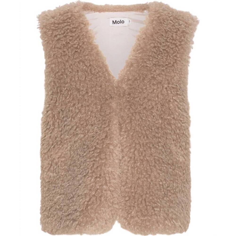 NEW MOLO girl's faux fur vest in rosie sand